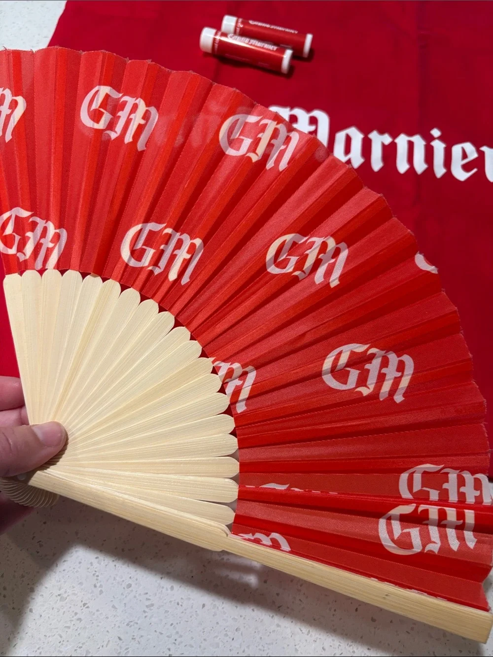 Grand Marnier Fun Kit Red Tote Bag and Fan Set - Red